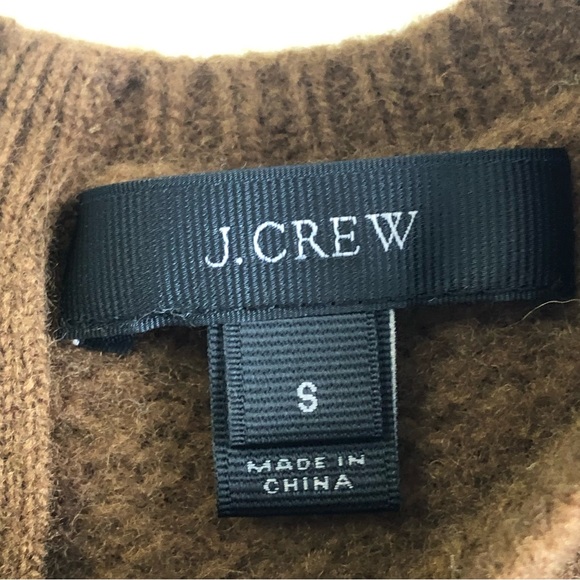 J.CREW Women Brown/White Crewneck Back Zip Pullover knit Shirt Tail Sweater Sz S - Picture 10 of 11